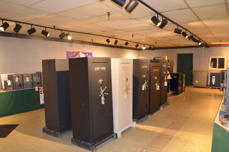 Multiple large safes in a showroom